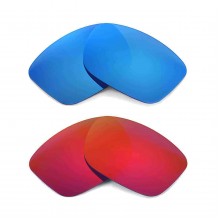 Walleva Polarized Fire Red + Ice Blue Replacement Lenses for Oakley Jupiter Squared Sunglasses